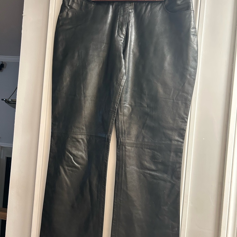 RUDSAK Black Leather Straight-Leg Pants